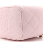 Caviar Quilted Mini Vanity Case With Chain Light Pink