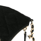 Velvet Crystal Quilted Chain Hobo Black