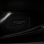 Sheepskin Matelasse Chevron Monogram Medium College Bag Asphalt