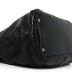 Glazed Calfskin Large On The Road Tote Black