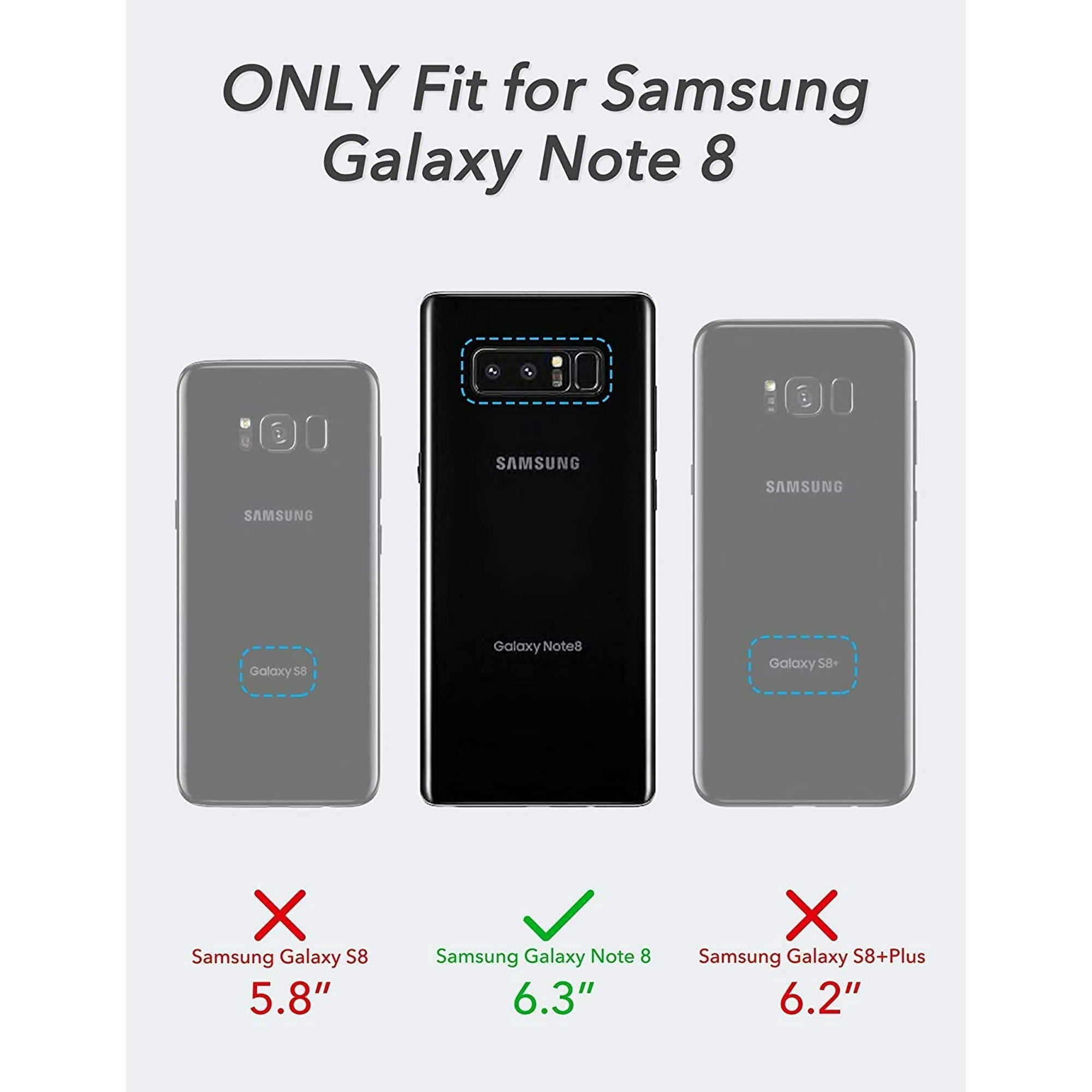 Entronix Bundle Compatible with Galaxy Note 8 - Heavy Duty Case & 2 Clear Screen Protectors