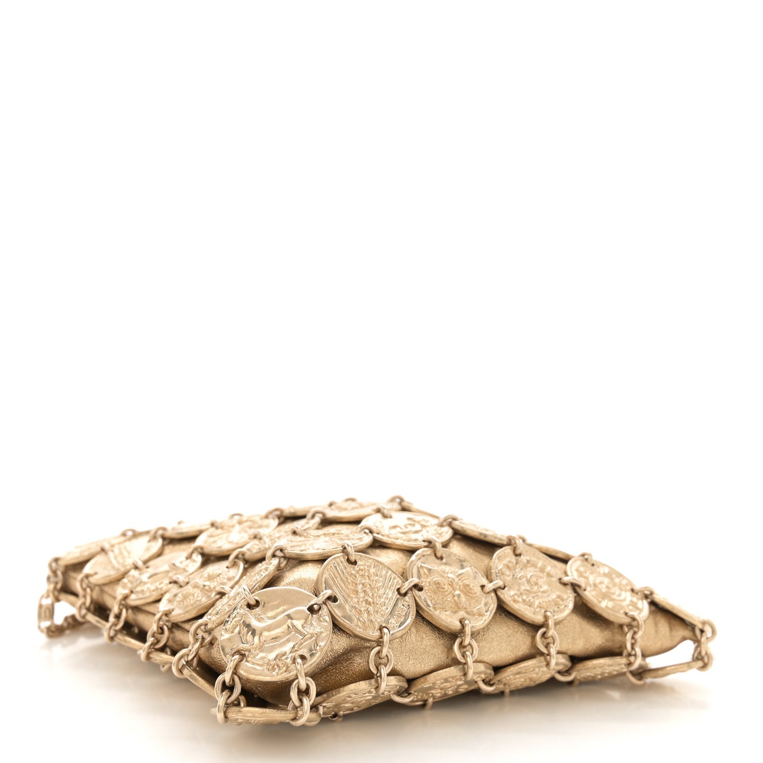 Metallic Calfskin Medallion Shoulder Bag Gold