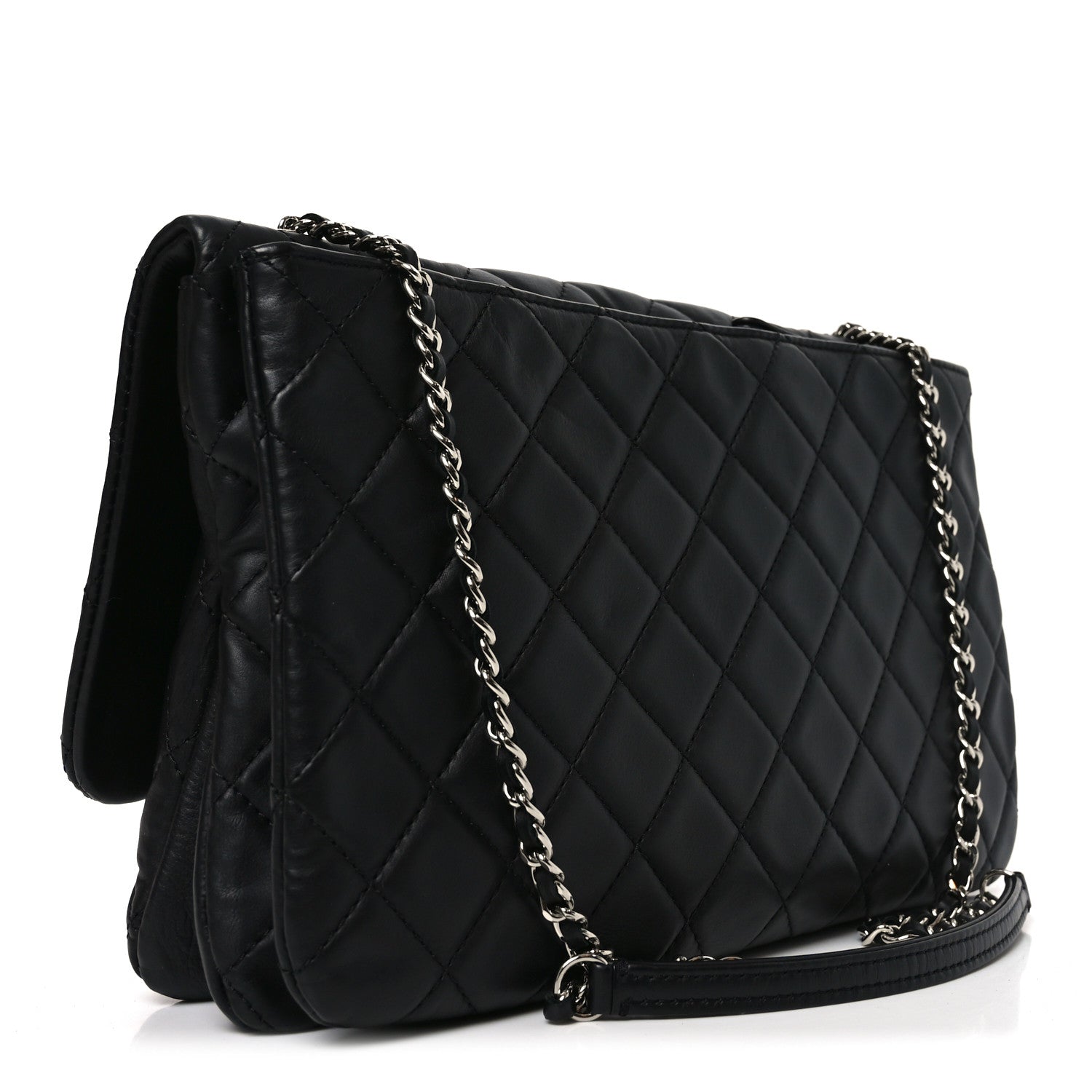 Lambskin Quilted Jumbo Chanel 3 Flap Bag Black