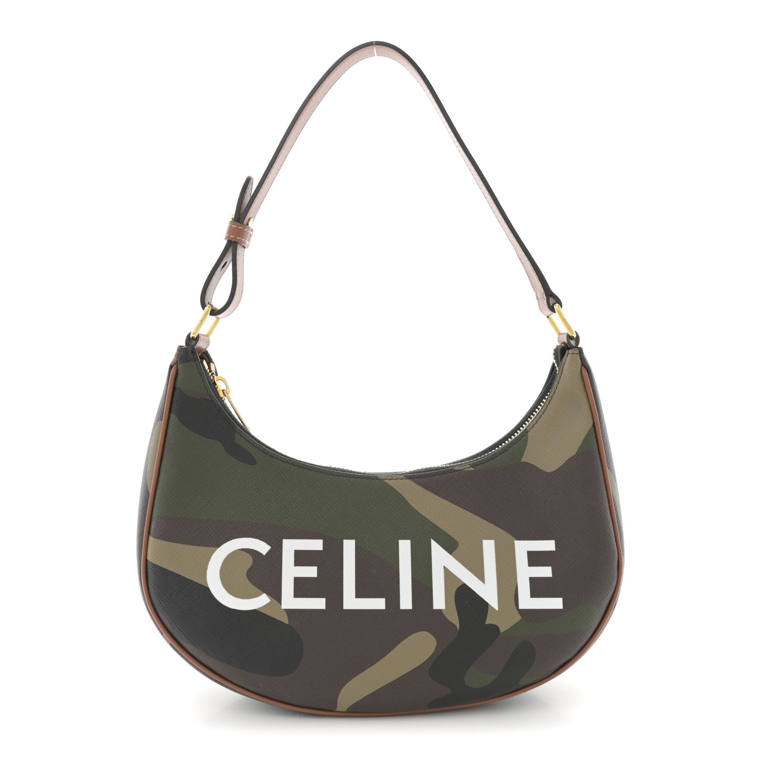 Canvas Calfskin Camouflage Ava Logo Triomphe Shoulder Bag Khaki