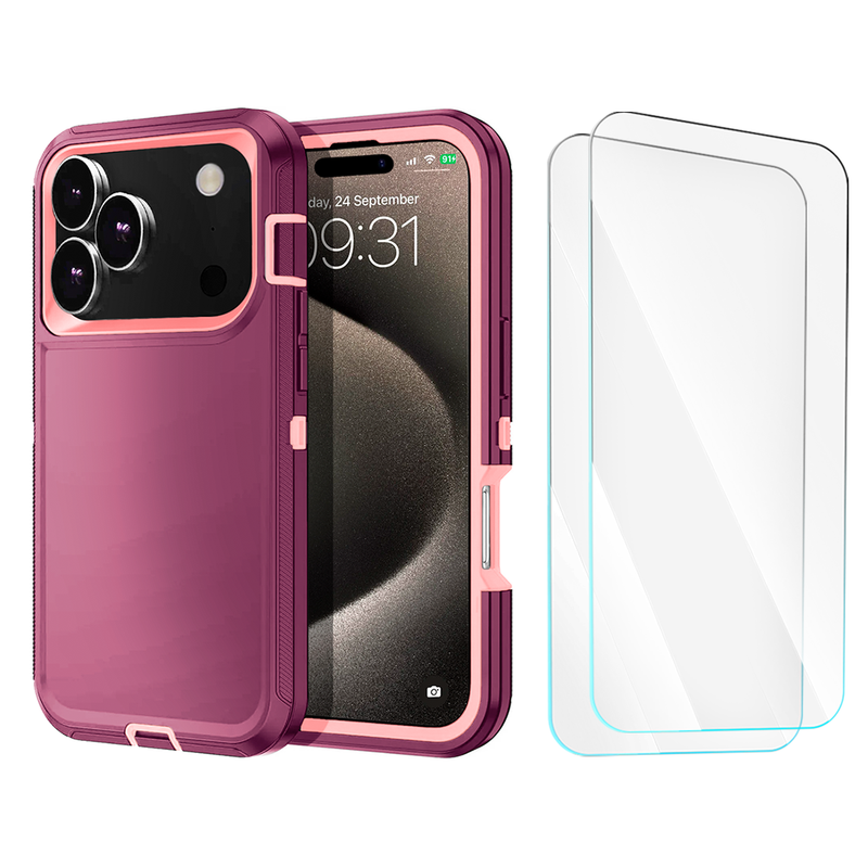 Entronix Bundle Compatible with iPhone 17 Pro - Heavy Duty Case & 2 Clear Screen Protectors