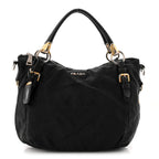 Tessuto Nylon Vitello Daino Shopping Satchel Black