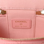 Caviar Quilted Mini Vanity Case With Chain Pink