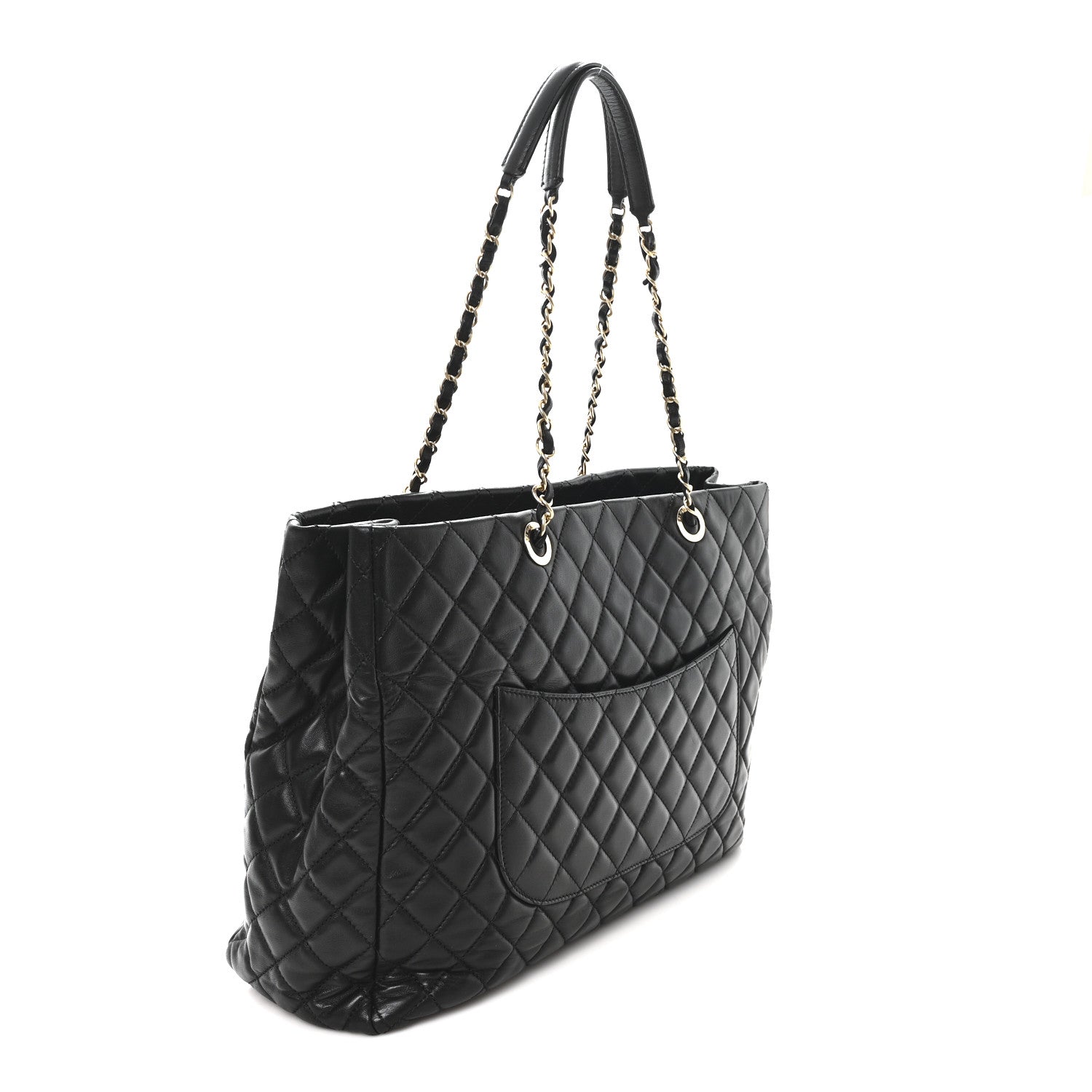 Lambskin Quilted Large Tote Black