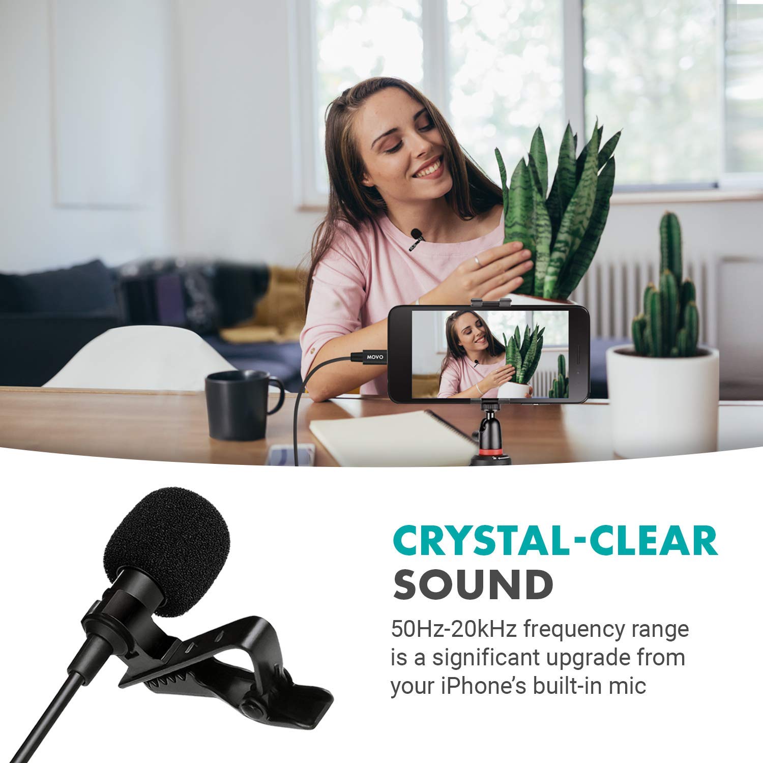 Movo iLav-L Digital Lavalier Omnidirectional Clip on Microphone (Lightning)