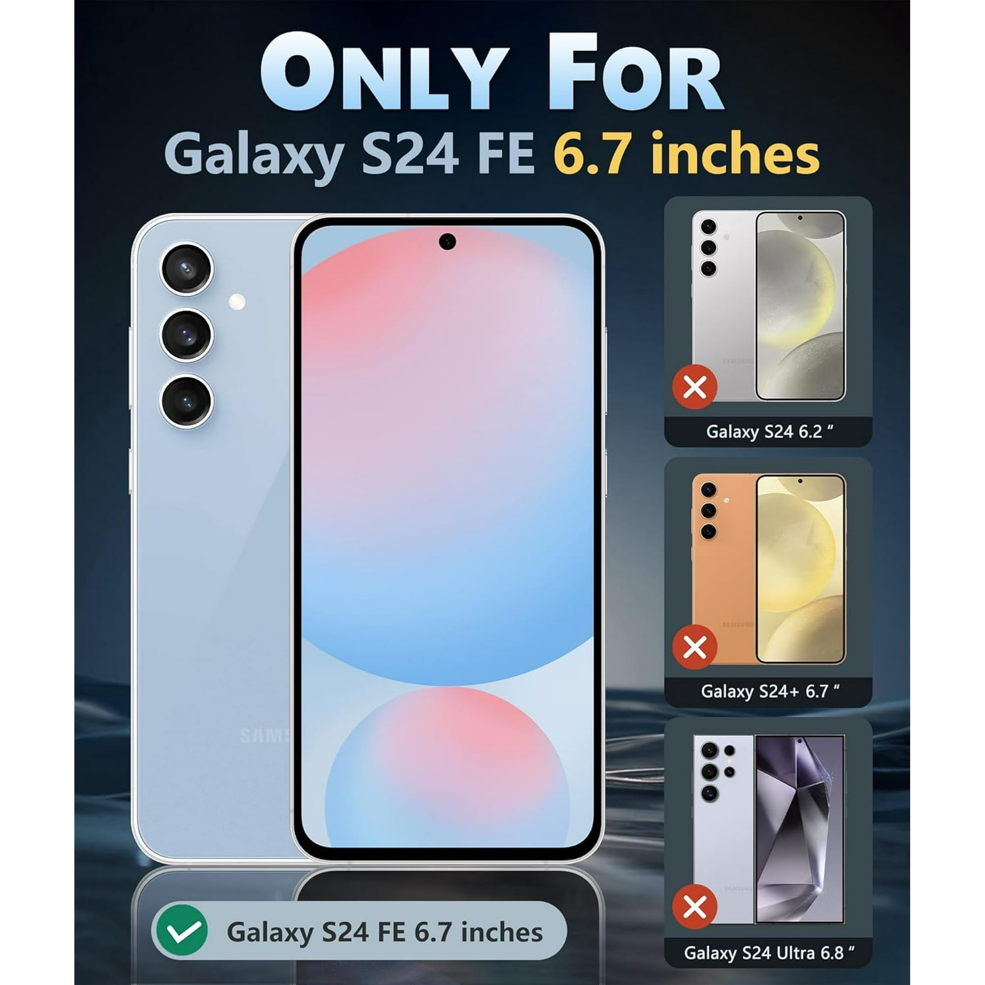 Entronix Clear Screen Protector Compatible with Galaxy S24 FE - 3-Piece Combo