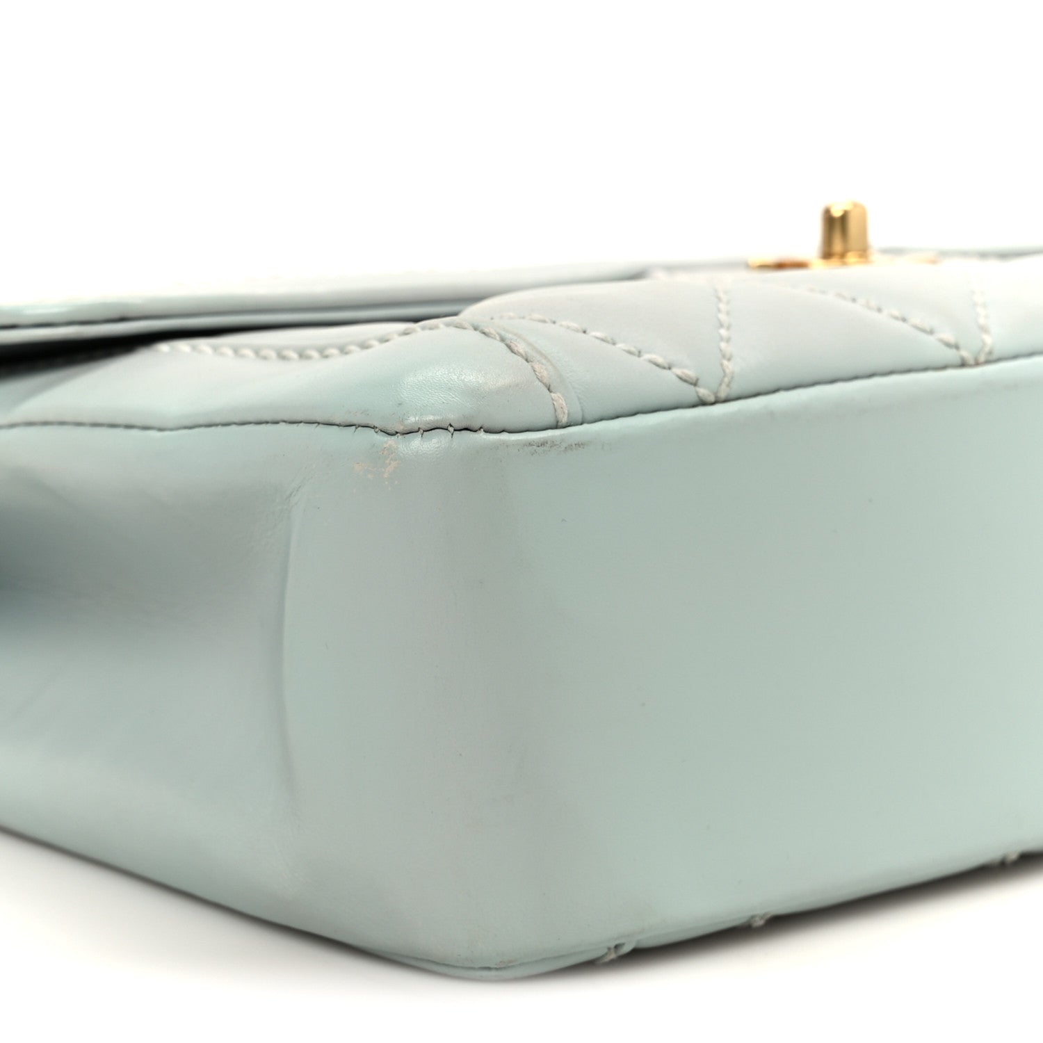Calfskin Quilted Wild Stitch Large Flap Light Blue