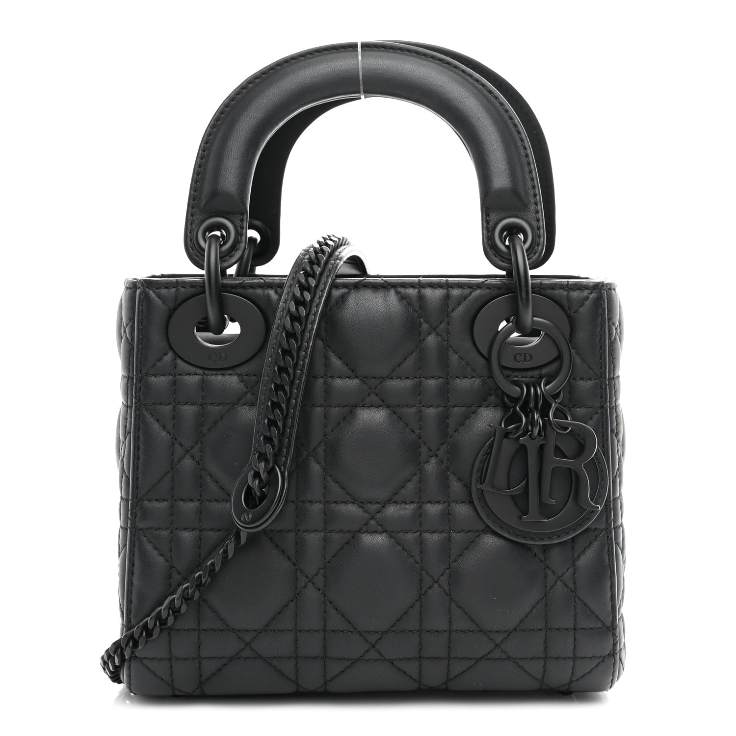 Ultra Matte Calfskin Cannage Mini Lady Dior Black