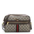 GG Supreme Monogram Web Small Ophidia Shoulder Bag Brown
