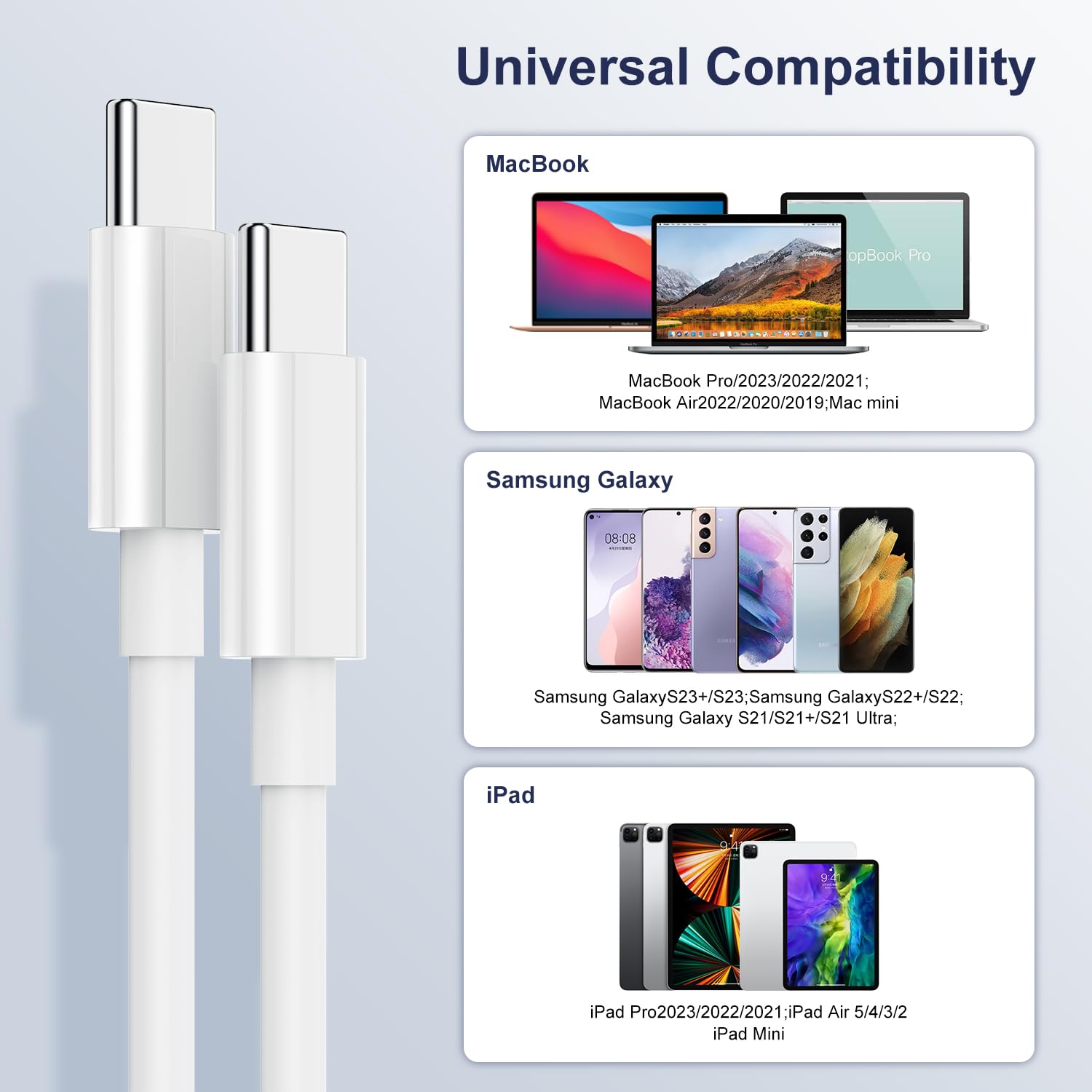 Entronix Type-C to Type-C Charger Cable, 2-Pack [6FT] USB-C Cable Compatible with Android