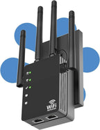105-Device Compatible WiFi Extender Signal Booster, WiFi Extender, 12880 Sq.Ft Long Range, Dual Band 5GHz/2.4GHz 1200Mbps, Simple Installation for Home & Outdoor