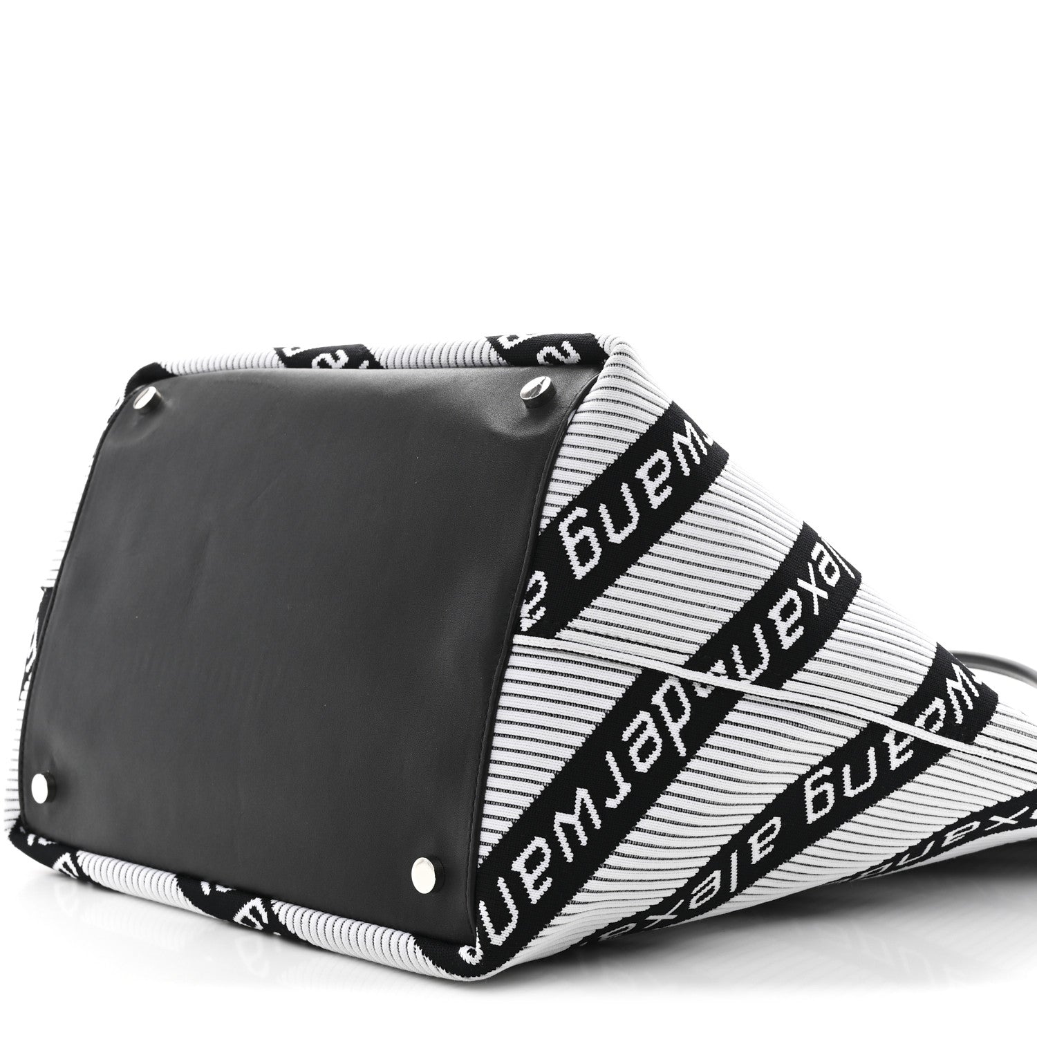 Knit Jacquard Diagonal Logo Roxy Tote White Black