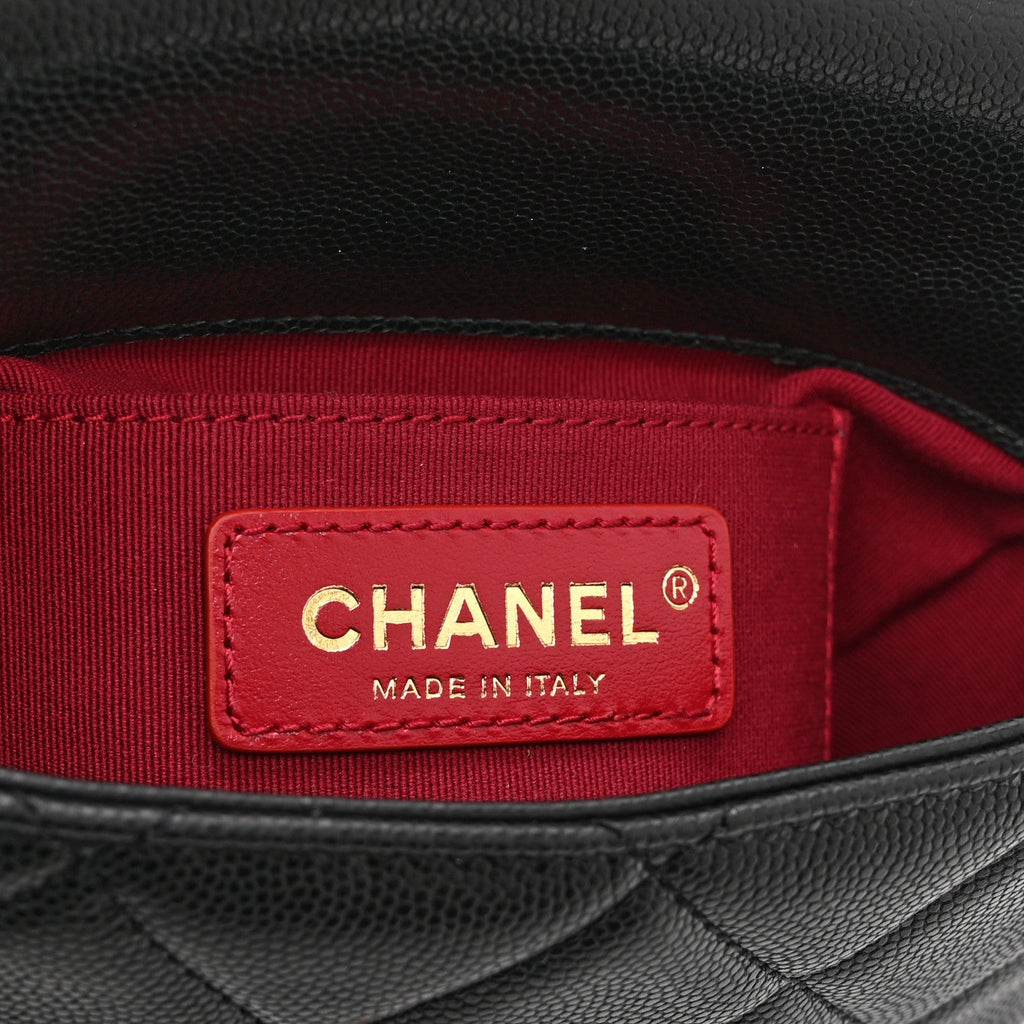 Caviar Quilted Mini Twist Your Buttons Flap Black