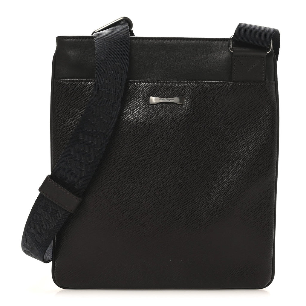 Stamped Calfskin Crossbody Bag Brown