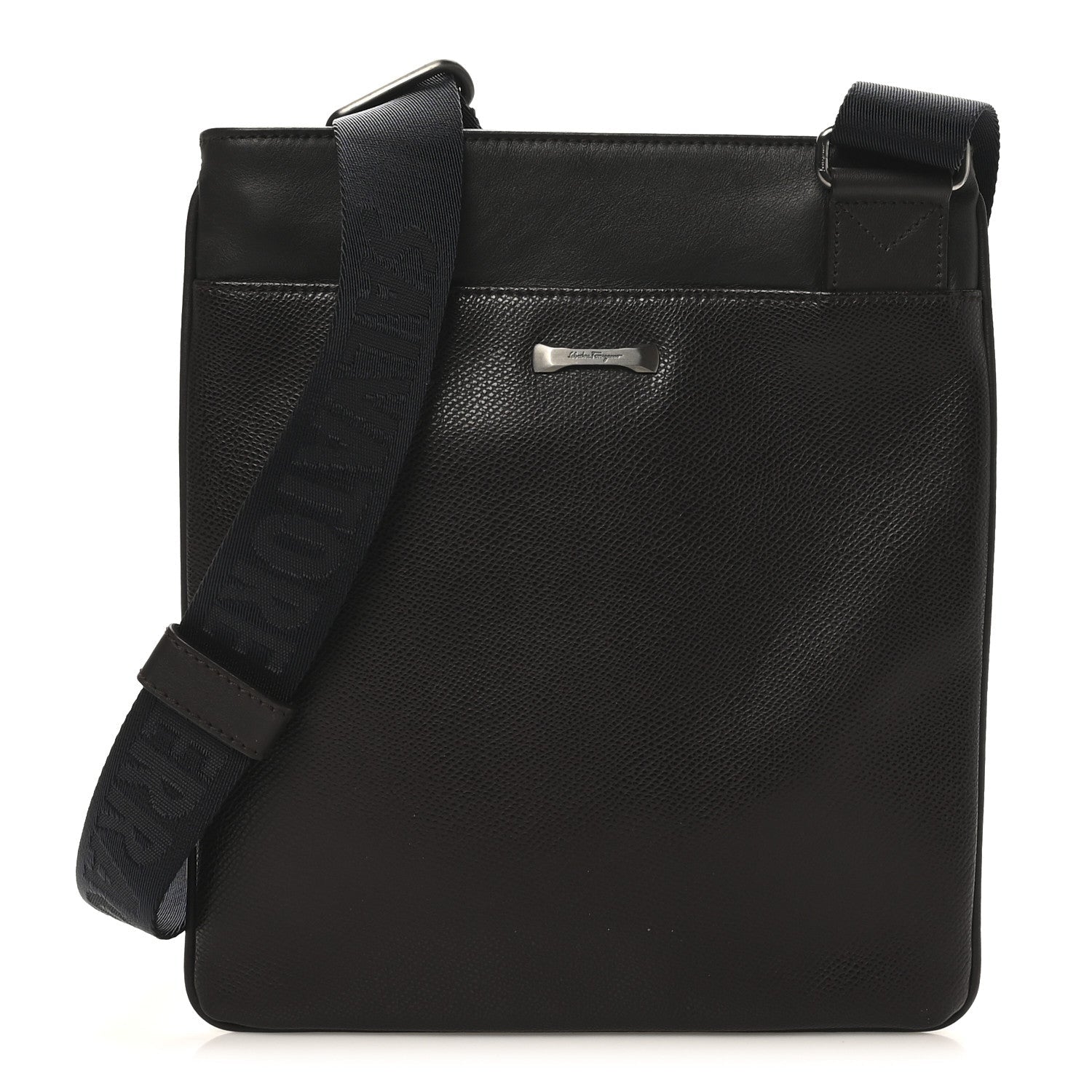 Stamped Calfskin Crossbody Bag Brown