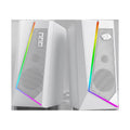 RGB Desktop Speakers - 2.0 Channel PC Stereo System with 6 LED Color Modes and Enhanced Sound, White/Pink