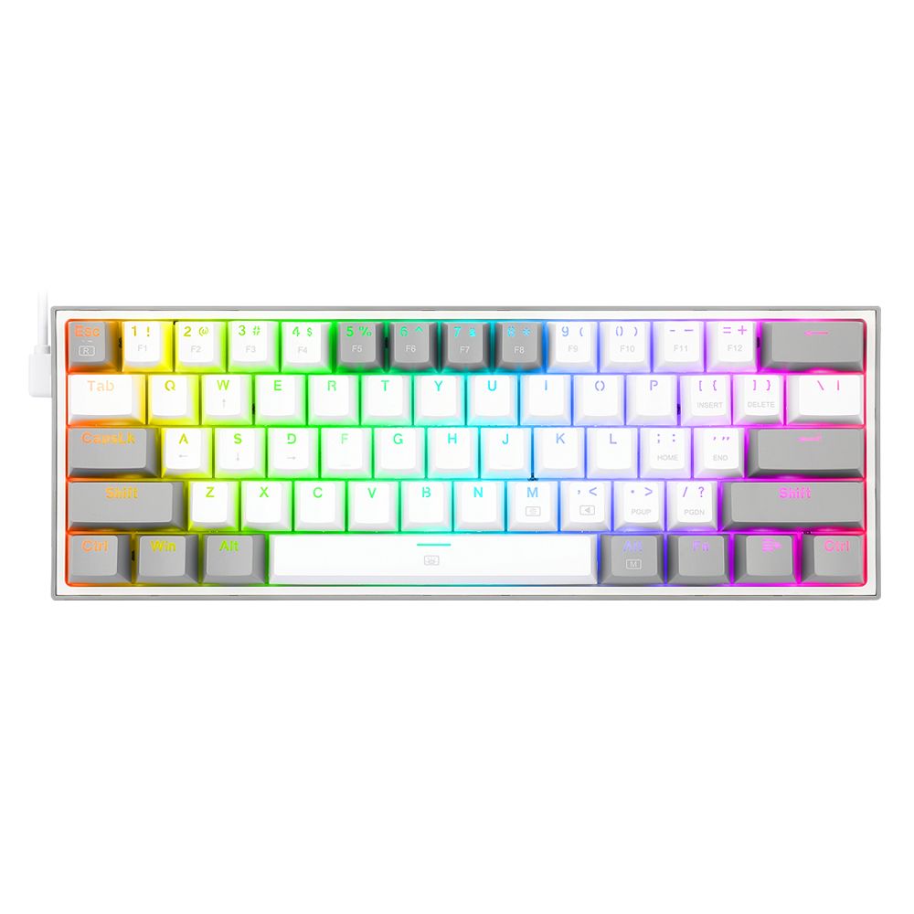 RGB USB Mini Mechanical Gaming Keyboard Red Switch 61 Keys Wired detachable cable; portable for travel