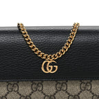 Dollar Calfskin GG Supreme Monogram Petite GG Marmont Wallet Chain Bag Black Beige Ebony