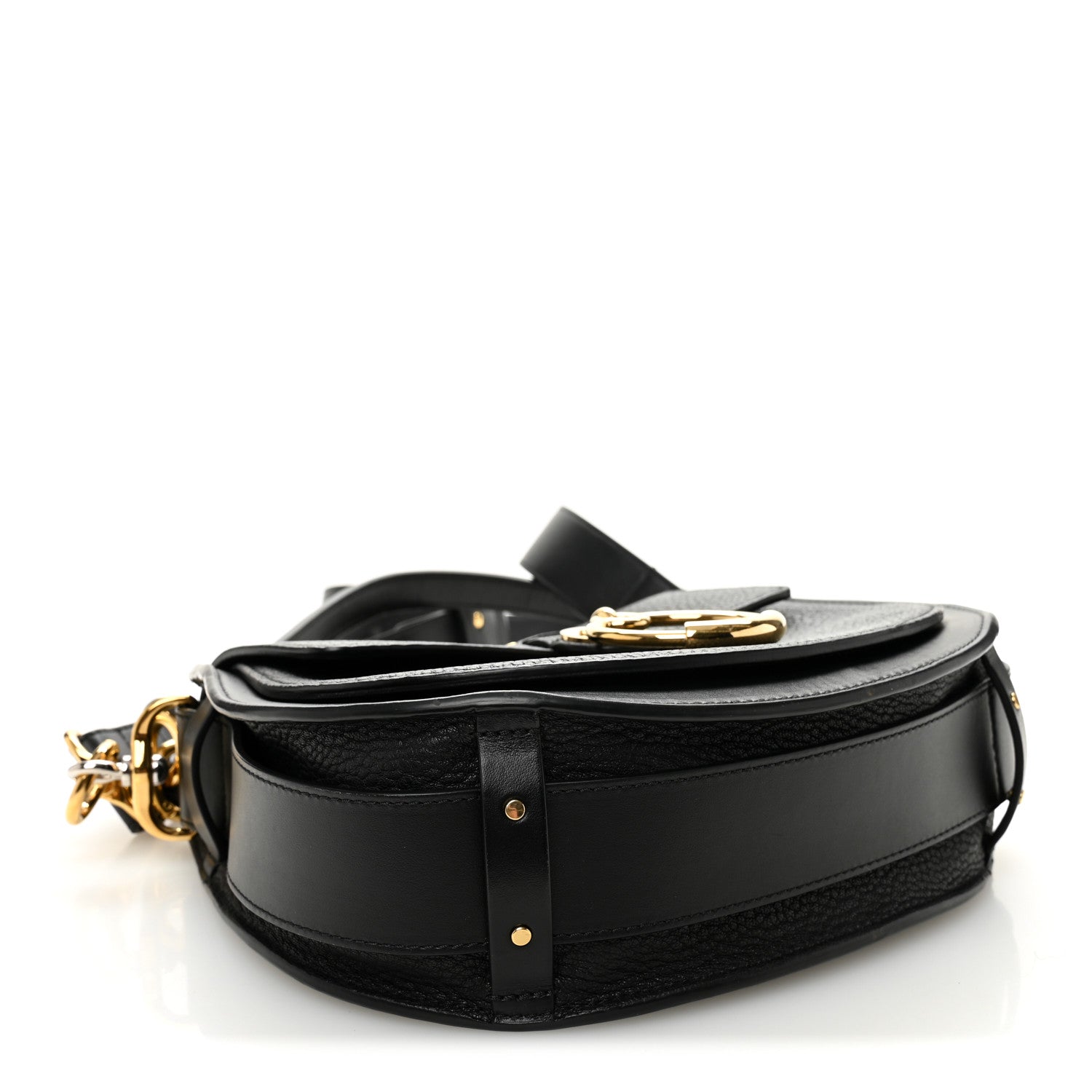 Grained Calfskin Large Tess Bag Black