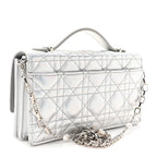 Iridescent Metallic Lambskin Cannage Mini My Dior Bag Silver