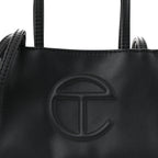 Vegan Leather Small Shopping Bag Black