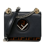 Vitello Century Velvet F is Fendi FF Small Kan I Shoulder Bag Black Tobacco