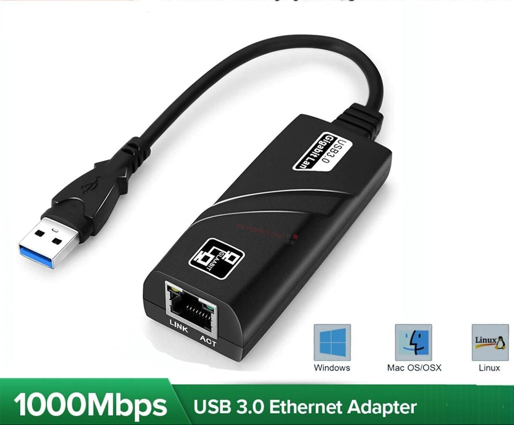 USB 3.0 Gigabit Ethernet LAN RJ45 1000Mbps Network Adapter For Windows PC Mac