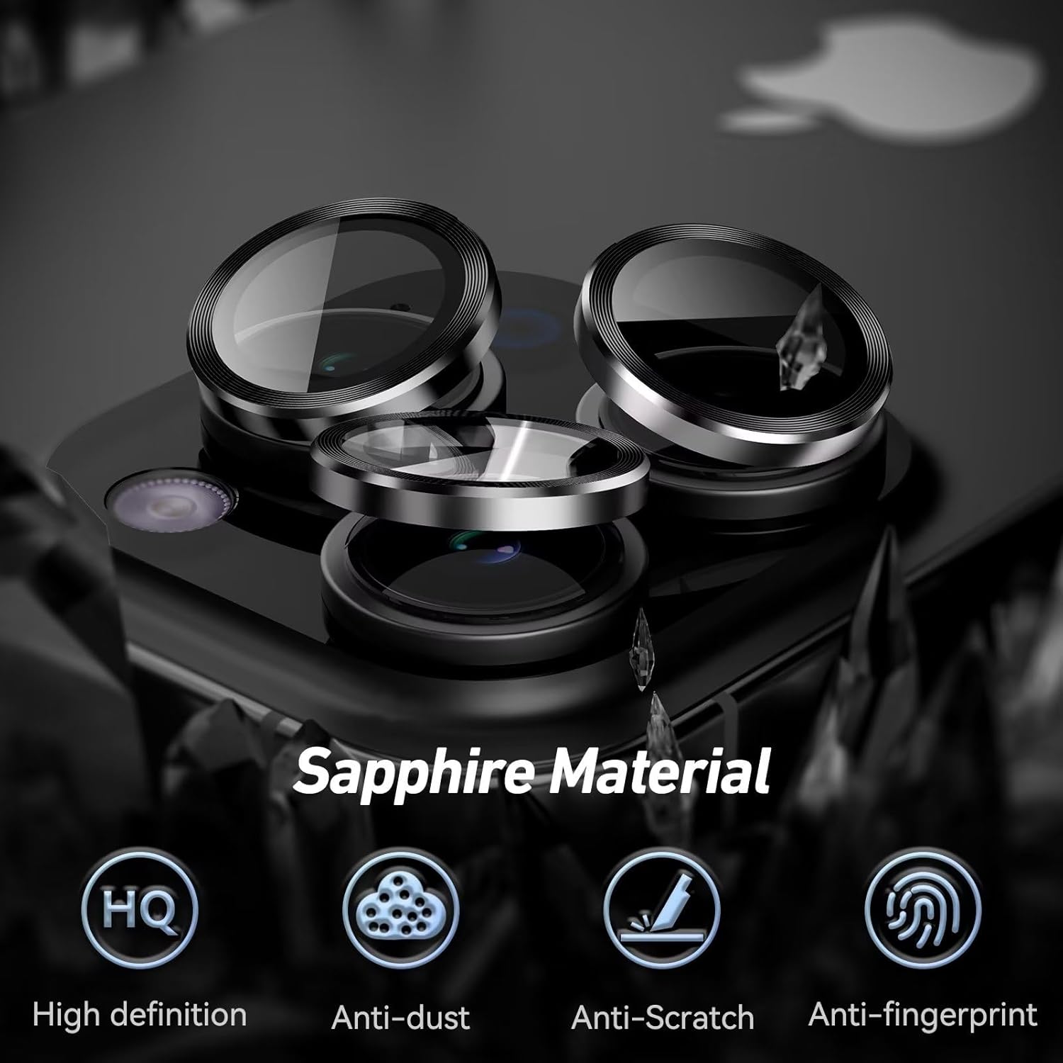 Entronix Camera Lens Protector Compatible with iPhone 15 Pro/15 Pro Max - Luxury Metal