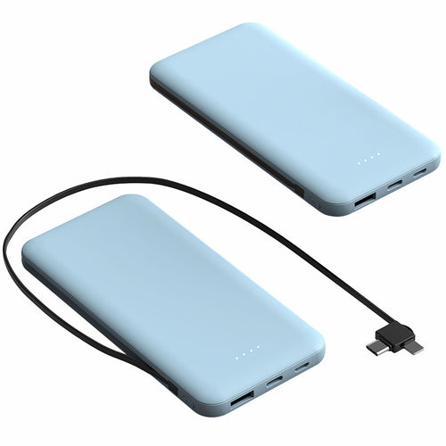 10000mAh Power Bank Portable Phone Charger External Battery Pack with LT & Type-C Double-ended Cable Type-C USB Cable Fit For IOSPhone 14 Android And More