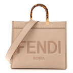 Vitello King Plexiglass Logo Embossed Medium Fendi Sunshine Shopper Tote Poudre
