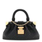 Calfskin Nanogram Embossed Clutch Black