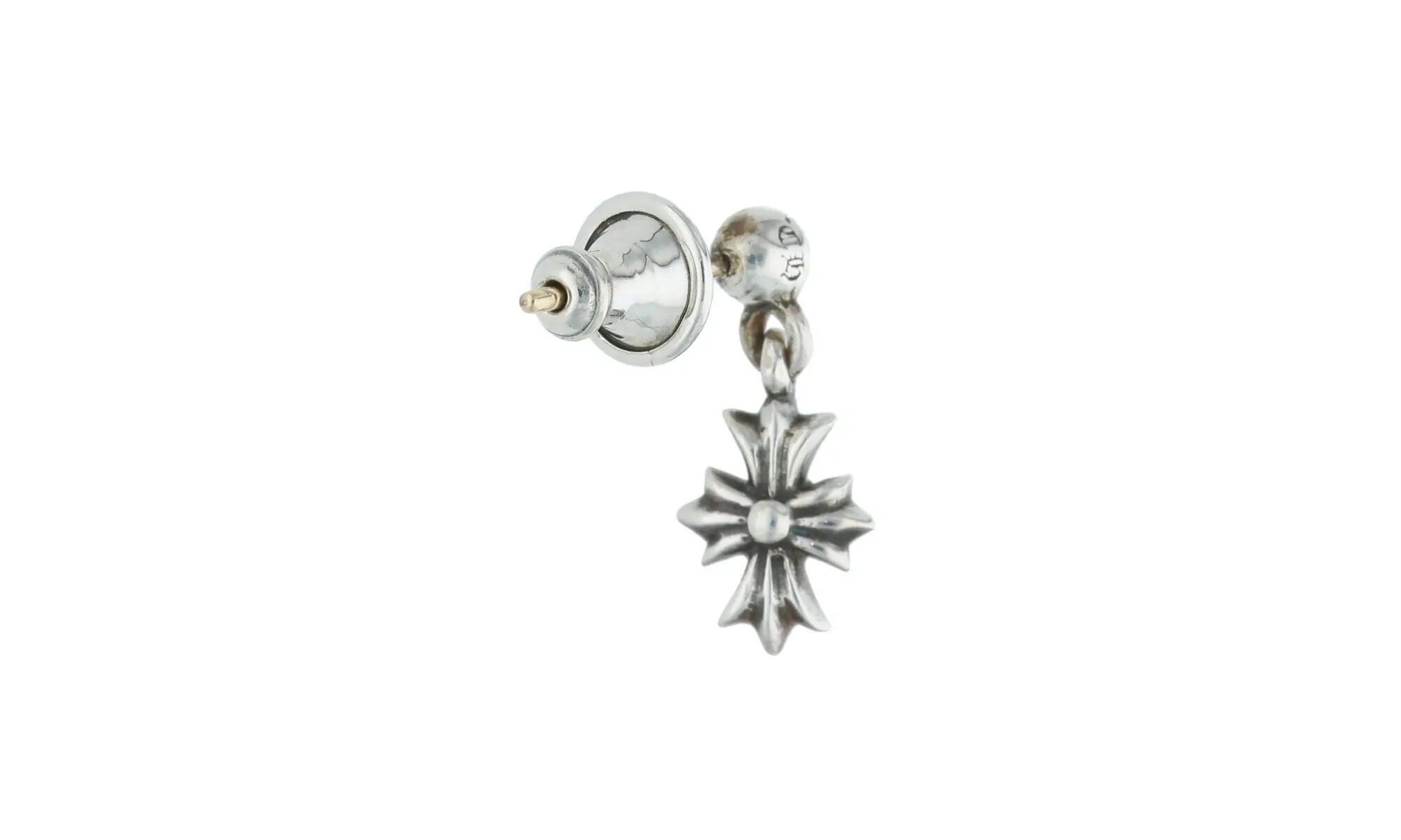 TINY E CROSS EARRING DROP STERLING SILVER "SINGLE EARRING" CHRM0682