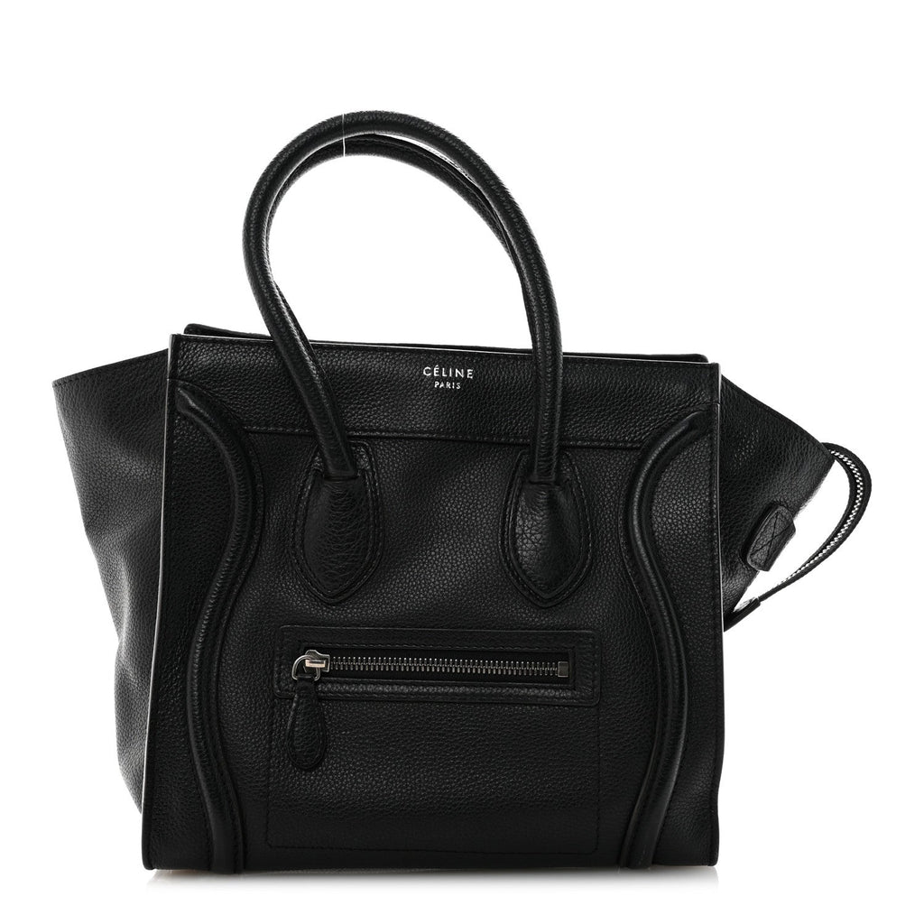 Drummed Calfskin Micro Luggage Black