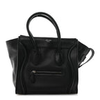 Drummed Calfskin Micro Luggage Black