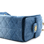 Washed Denim Quilted Mini Chanel 25 Handbag Blue