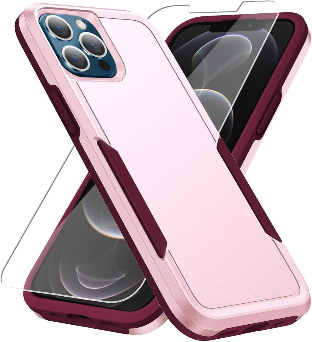 Entronix Bundle Compatible with iPhone 13 Pro - Soft-Touch Dual-Layer Case & 1 Clear Screen Protector