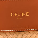 Raffia Calfskin Triomphe Medium Panier Tan
