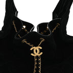 Suede Quilted Medium Chanel 25 Handbag Black