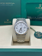 Rolex Land-Dweller 40 White Gold Oystersteel Intense White Honeycomb Motif Dial Fluted Bezel Flat Jubilee Bracelet 127334 - 2025