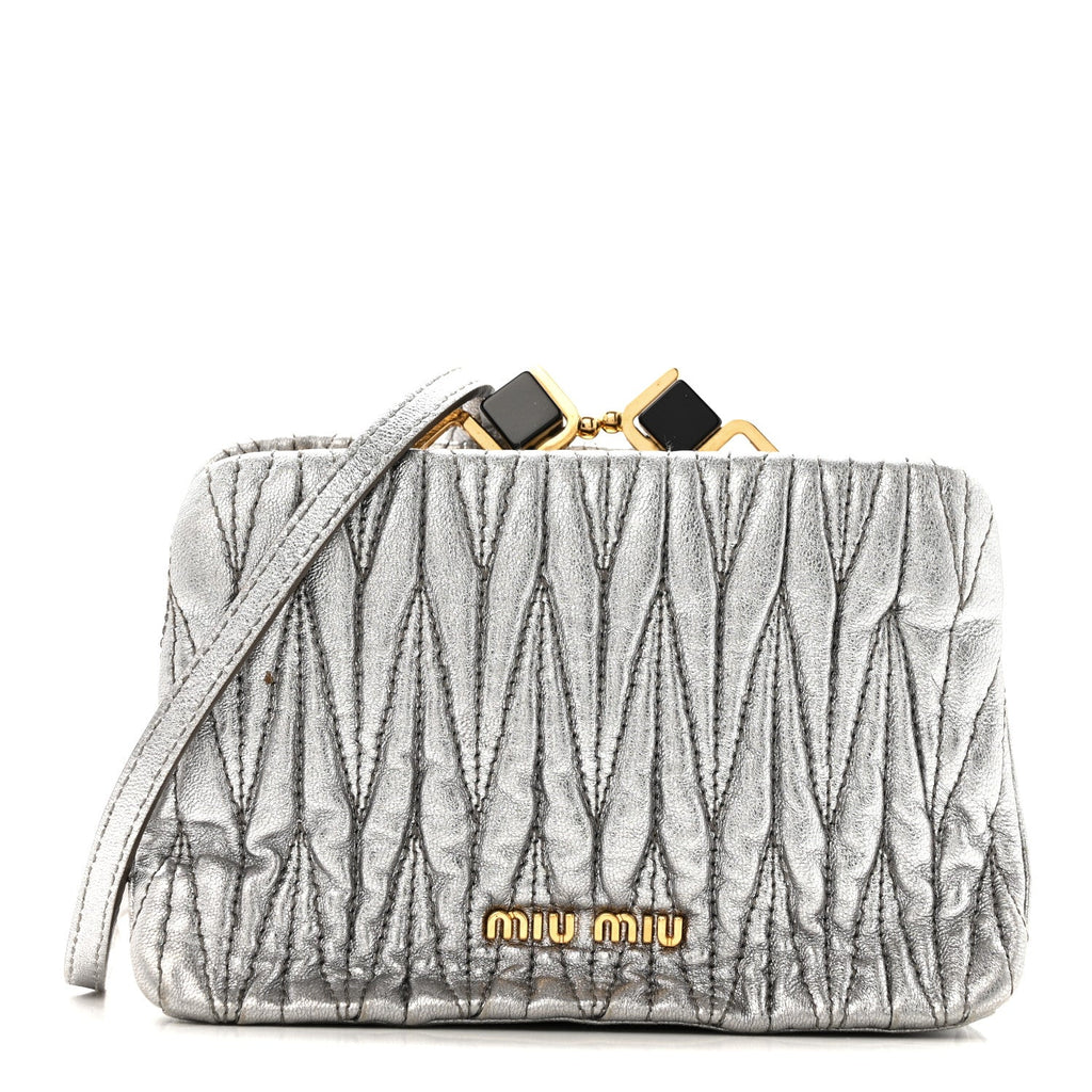Metallic Matelasse Lux Mini Crossbody Tote Cromo