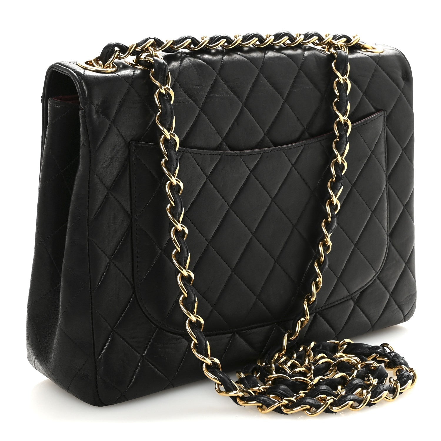Lambskin Quilted XL Jumbo Single Flap Black