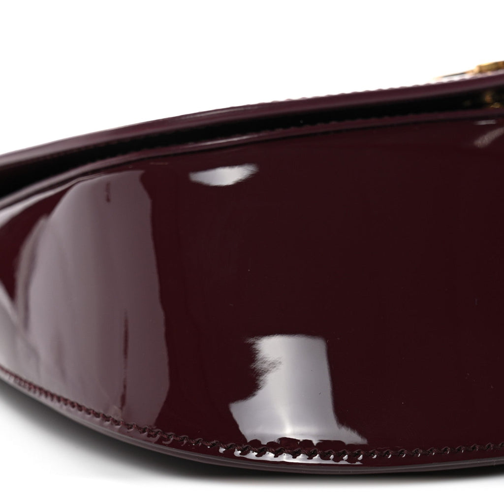 Patent Calfskin Mini Voltaire Top Handle Bag Dark Wine
