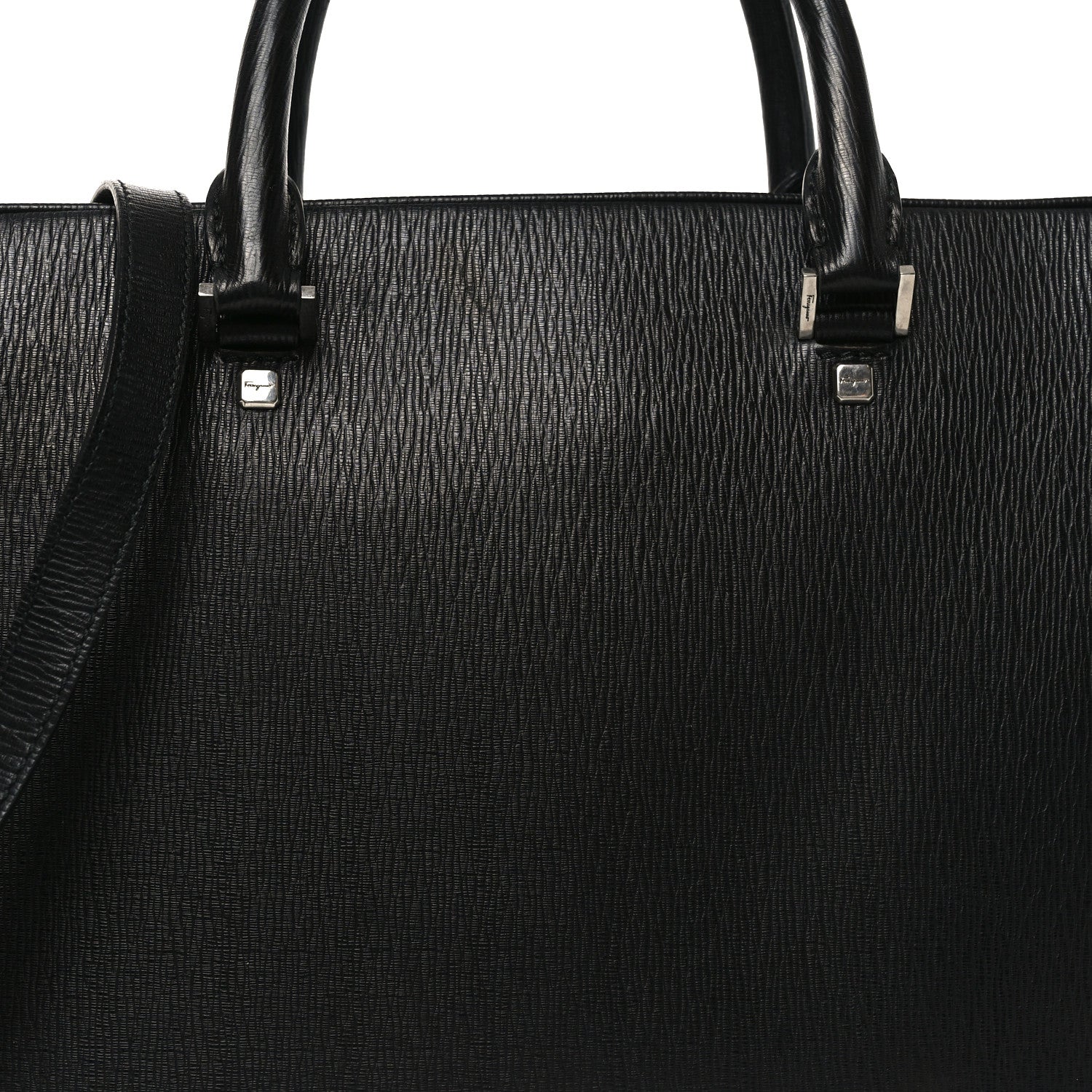 Calfskin Zip Around Briefcase Black
