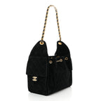 Suede Quilted Small Chanel 25 Handbag Black