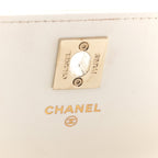 Lambskin Quilted Crystal Top Handle Rectangular Flap White