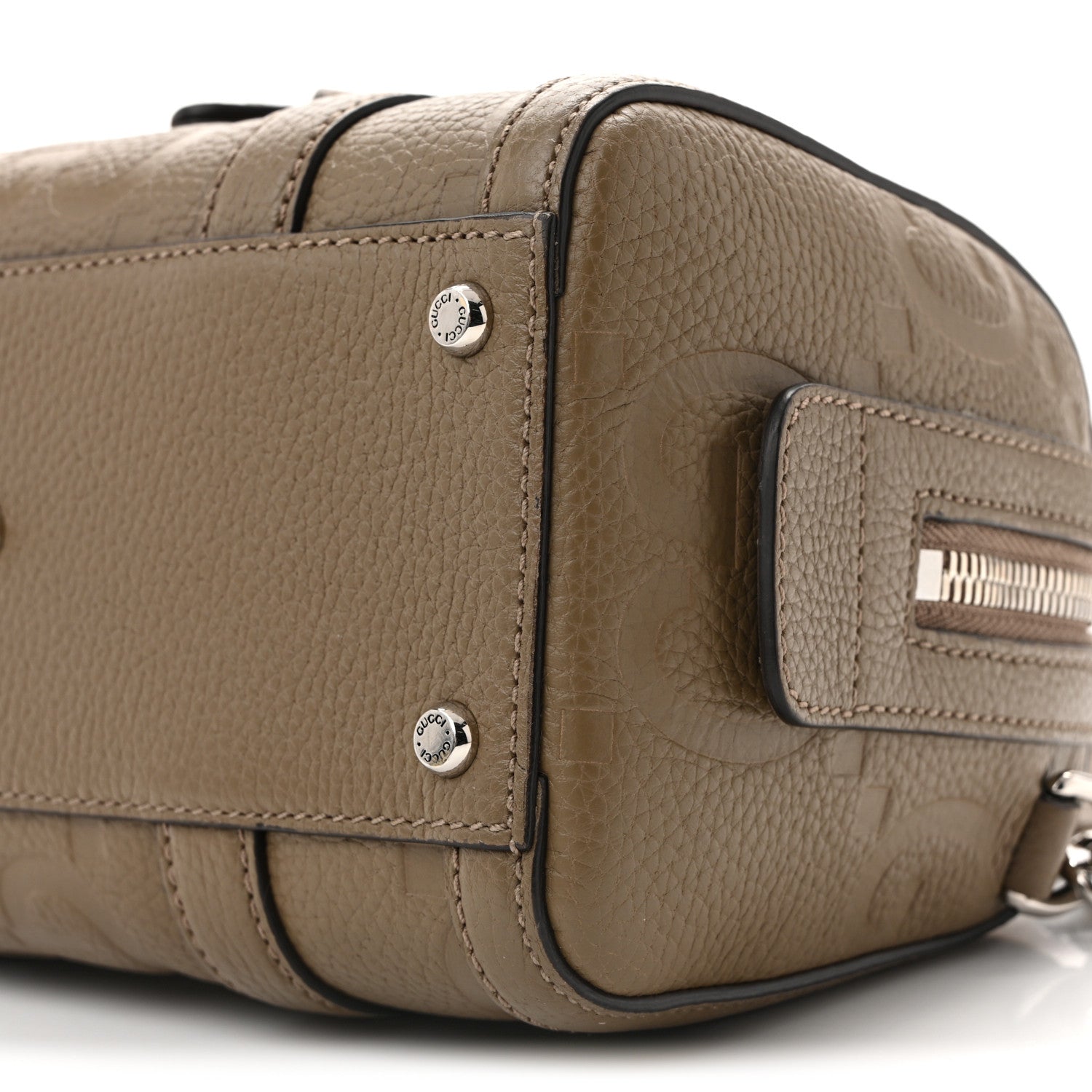 Piuma Calfskin Jumbo GG Embossed Mini Duffle Bag Good Taupe